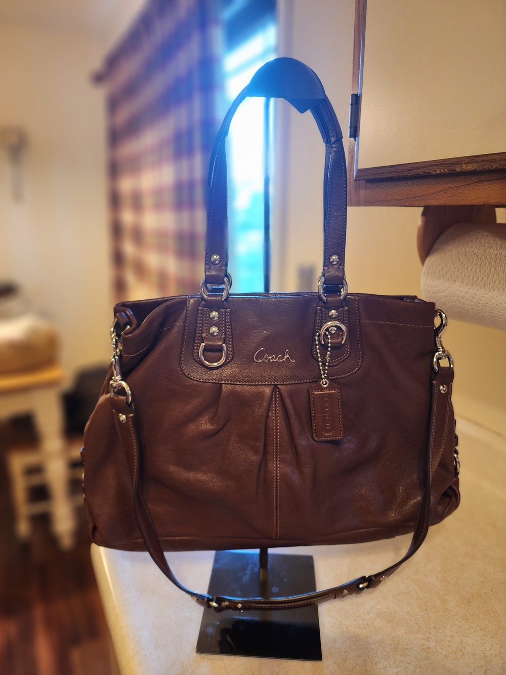 Coach Brown Leather Tote Bag with Shoulder Strap